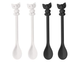 Łyżeczka HAPPY SPOONS MIAOU - kolor czarno-biały, KOZIOL