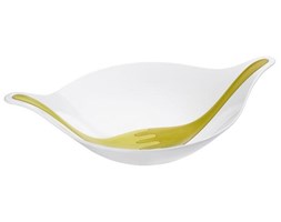 Miska na sałatkę ze sztuccami LEAF XL+ - kolor oliwkowy, KOZIOL