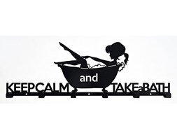 Wieszak łazienkowy na ręczniki, Keep calm and take a bath - Biały