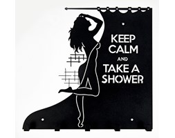 Wieszak łazienkowy na ręczniki, Keep calm and take a shower - Czarny