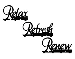 Wieszak łazienkowy na ręczniki, komplet Relax, Refresh, Renew - Biały