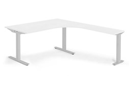 Biurko narożne MODULUS, rama T, 1600x2000 mm, srebrny, biały