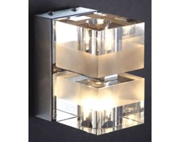 Kinkiet LAMPA ścienna CUBRIC MB9216-2A Italux szklana OPRAWA halogenowa do łazienki kostka cube BOX chrom przezroczysty