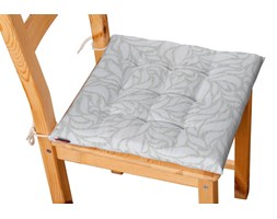 Dekoria Siedzisko Karol na krzesło, połyskujący wzór liści na szarym tle, 40 × 40 × 3,5 cm, Venice