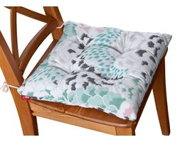 Dekoria Siedzisko Jacek na krzesło, miętowo-niebiesko-pomarańczowe motywy roślinne, 38 × 38 × 8 cm, Brooklyn