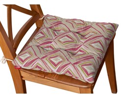 Dekoria Siedzisko Jacek na krzesło, malinowo-zielone romby na lnianym tle, 38 × 38 × 8 cm, Londres