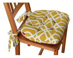 Dekoria Siedzisko Marcin na krzesło, żółty w białe wzory, 40 × 37 × 8 cm, Comics