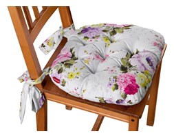 Dekoria Siedzisko Marcin na krzesło, fioletowo-różowe kwiaty na białym tle, 40 × 37 × 8 cm, Monet