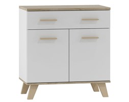 skandynawska komoda lefis 2x - biała + dąb sonoma