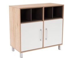 Komoda z Regałem Typ 02 Box Meble Wójcik Biały Alpejski, Dąb San Remo