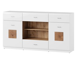 48h 
Komoda 46 Wood Szynaka Meble Biały, Dąb Wotan