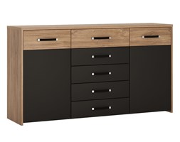Komoda MOAK04 Monaco Meble Wójcik Dąb Stirling, Czarny, Dąb Stirling Jasny