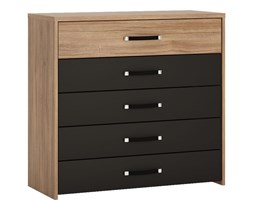 Komoda z Szufladami MOAK03 Monaco Meble Wójcik Dąb Stirling, Czarny, Dąb Stirling Jasny