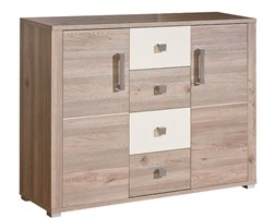 Komoda V3 Verto Dolmar Dąb Nelson, Magnolia Perła Połysk