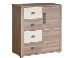 Komoda V10 Verto Dolmar Dąb Nelson, Magnolia Perła Połysk