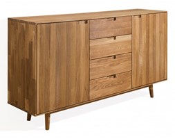 Signu Design Komoda dębowa Fabio z 2 drzwiami i 4 szufladami