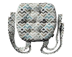 Dekoria Siedzisko Marcin na krzesło, wzór geometryczny w odcieniach pastelowego błękitu i beżu na jasnym tle, 40 × 37 × 8 cm, Modern