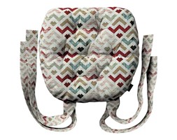 Dekoria Siedzisko Marcin na krzesło, wzór geometryczny w odcieniach czerwieni i beżu na jasnym tle, 40 × 37 × 8 cm, Modern