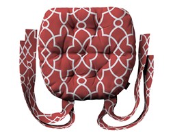 Dekoria Siedzisko Marcin na krzesło, czerwony w biały marokański wzór, 40 × 37 × 8 cm, Gardenia