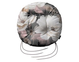 Dekoria Siedzisko Adam na krzesło, kremowe i różowe kwiaty na szarym tle, fi 37 × 8 cm, Gardenia