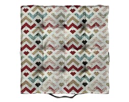 Dekoria Siedzisko Kuba na krzesło, wzór geometryczny w odcieniach czerwieni i beżu na jasnym tle, 40 × 40 × 6 cm, Modern