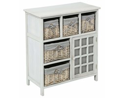 Szafka drewniana z zamykaną półką i 5 szufladami z koszy wiklinowych, komoda rustykalna - 62 x 32 x 73 cm, Atmosphera Créateur d'intérieur