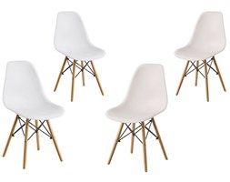 ZESTAW 4 x KRZESŁO ENZO DSW DREWNIANE NOGI+KRZYŻAK BIAŁE