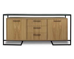 Kredens Mona II czarny mat dąb - fornir naturalny