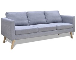 vidaXL Sofa 3-osobowa, materiałowa, jasnoszara