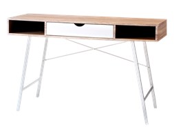 Biurko Loren dąb sonoma - białe z szufladą