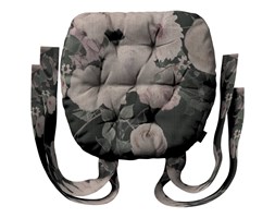 Dekoria Siedzisko Marcin na krzesło, Jasne kwiaty na czarnym tle, 40 × 37 × 8 cm, Linen