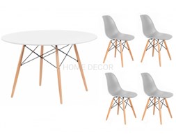 ZESTAW STÓŁ 100 CM + 4 KRZESŁA SZARE NA NOGACH BUKOWYCH DSW DSR