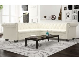 vidaXL Sofa Chesterfield pięcioosobowa biała, sztuczna skóra