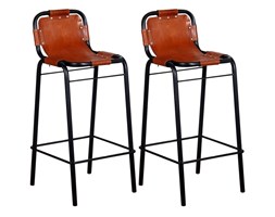 vidaXL Stołki barowe z prawdziwej skóry, 2 szt., 46 x 45 x 94 cm
