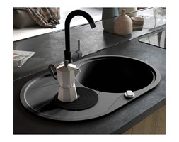 vidaXL Granitowy zlewozmywak jednokomorowy, owalny, czarny