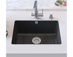 vidaXL Granitowy zlewozmywak jednokomorowy, czarny