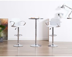 vidaXL Krzesła barowe z podłokietnikami, 2 szt., ekoskóra, białe