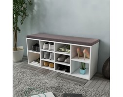 vidaXL Ławka z półką na buty, 10 przegródek, biała