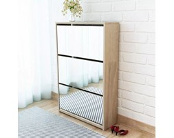 vidaXL Szafka na buty z 3 półkami i lustrem, kolor dębu 63x17x102,5 cm