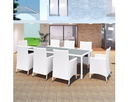 vidaXL 9-cz. zestaw mebli ogrodowych, rattan PE, kremowa biel