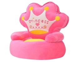 vidaXL Fotel dla dzieci PRINCESS, pluszowy, różowy