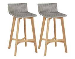 vidaXL Krzesła barowe, 2 szt., polirattan i akacja, 40x45x90 cm