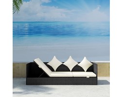 vidaXL Sofa ogrodowa z poduszkami, polirattan, czarna