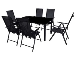 vidaXL 7-cz. zestaw składanych mebli ogrodowych, aluminium, czarny