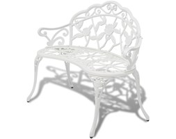 vidaXL Ławka ogrodowa, 100 cm, odlewane aluminium, biała