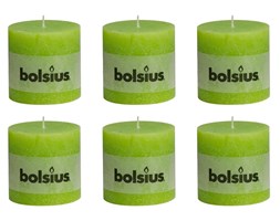 Bolsius Rustykalne świece pieńkowe, 100x100 mm, limonkowe, 6 szt.