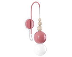 LOFT BALA RÓŻOWY KINKIET kinkiet 1 x 60W E27 nowoczesny minimalistyczny różowy design koraliki KOLOROWE KABLE LBRKB02