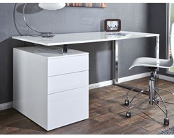 Białe biurko z kontenerkiem Compact (160 cm)