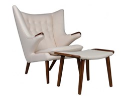 Fotel z podnóżkiem NIEDŹWIEDŹ - inspirowany proj. Papa Bear Chair - beżowy