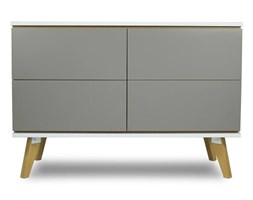 Nowoczesna szara komoda JORGEN 4 na dębowych nogach